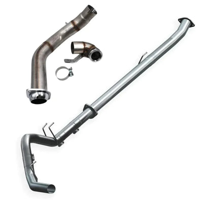 Dynamic diesels  Race Exhaust 2023-2024 / 304 Stainless Steel (Flanged) Ford Powerstroke 6.7L - 4" Downpipe Back Stainless Steel Exhaust System (2011-2024)